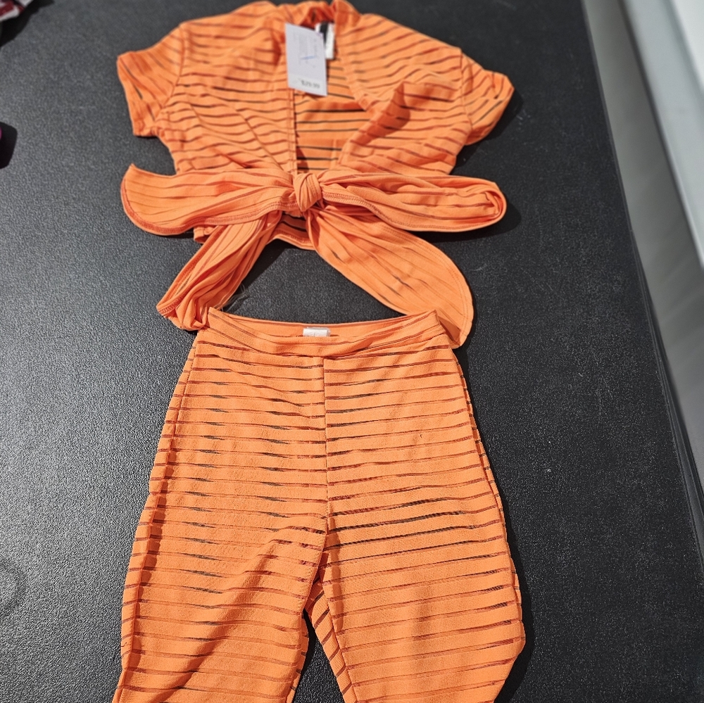 Orange see through Boutique outfit size S